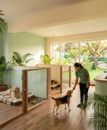 Bright dog daycare Bangalore centre with safe play space for happy dogs.