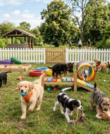 Dog play area Bangalore with agility equipment and fun outdoor activities