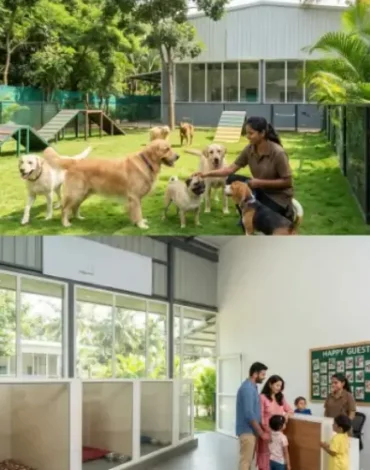 Dog boarding Bangalore with secure kennels and supervised playtime